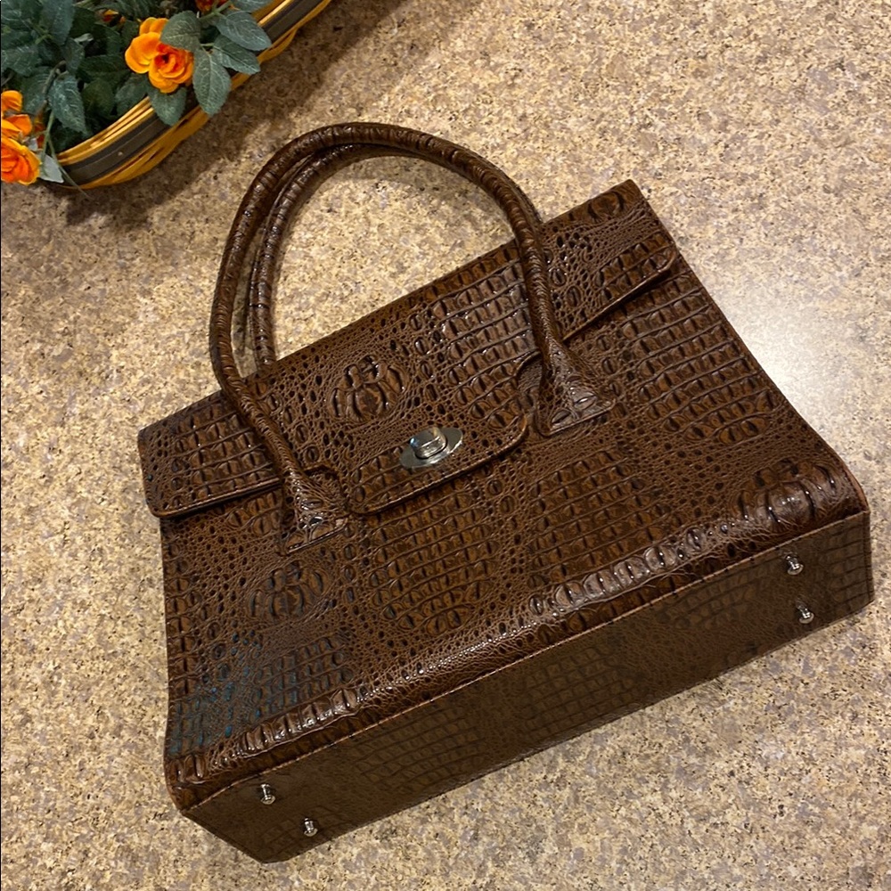 Diva Collection Brown Handbag with Two Handles